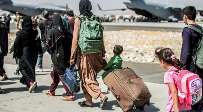 Refugees on plane
